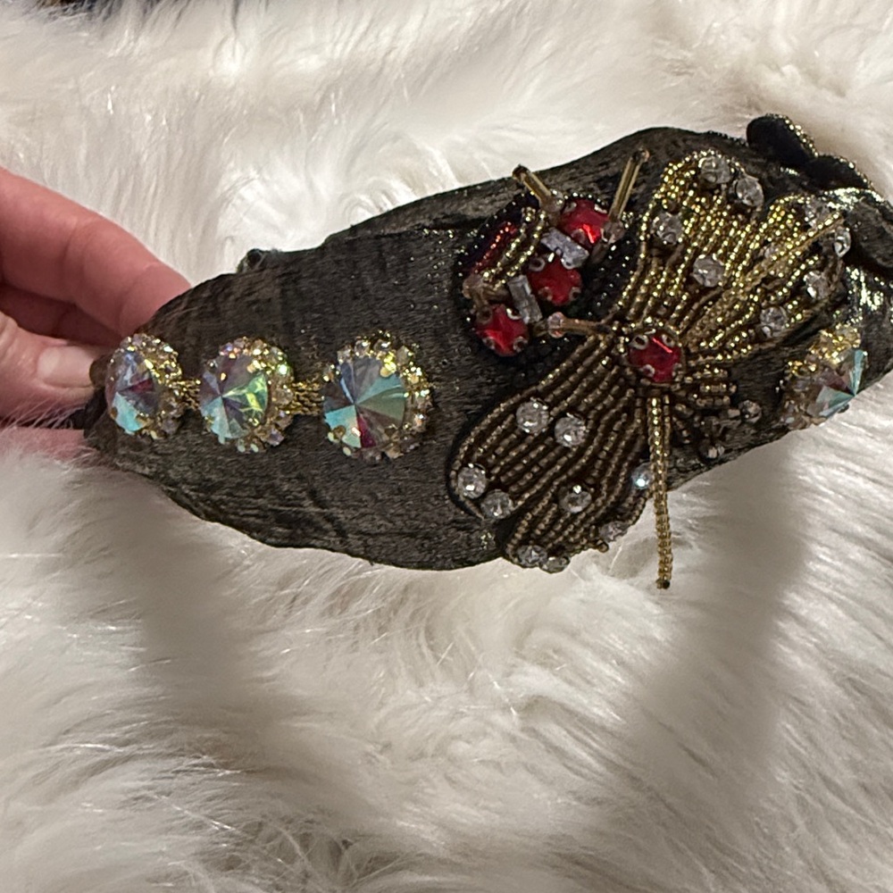 NWT headband beaded‎ butterfly butterflies crystals adornment costume party gold - Picture 4 of 17